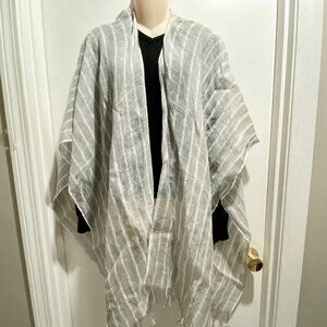 Mersea Minimalist Boho Fairy Quiet Luxury Linen Striped Fringe Scarf Wrap Shawl